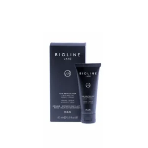 Bioline Man – Age Revitalizer Gyvybingumo suteikiantis serumas-kremas, visų tipų odai, matomai sumažina gilių raukšlių ir mimikos raukšlių matomumą.