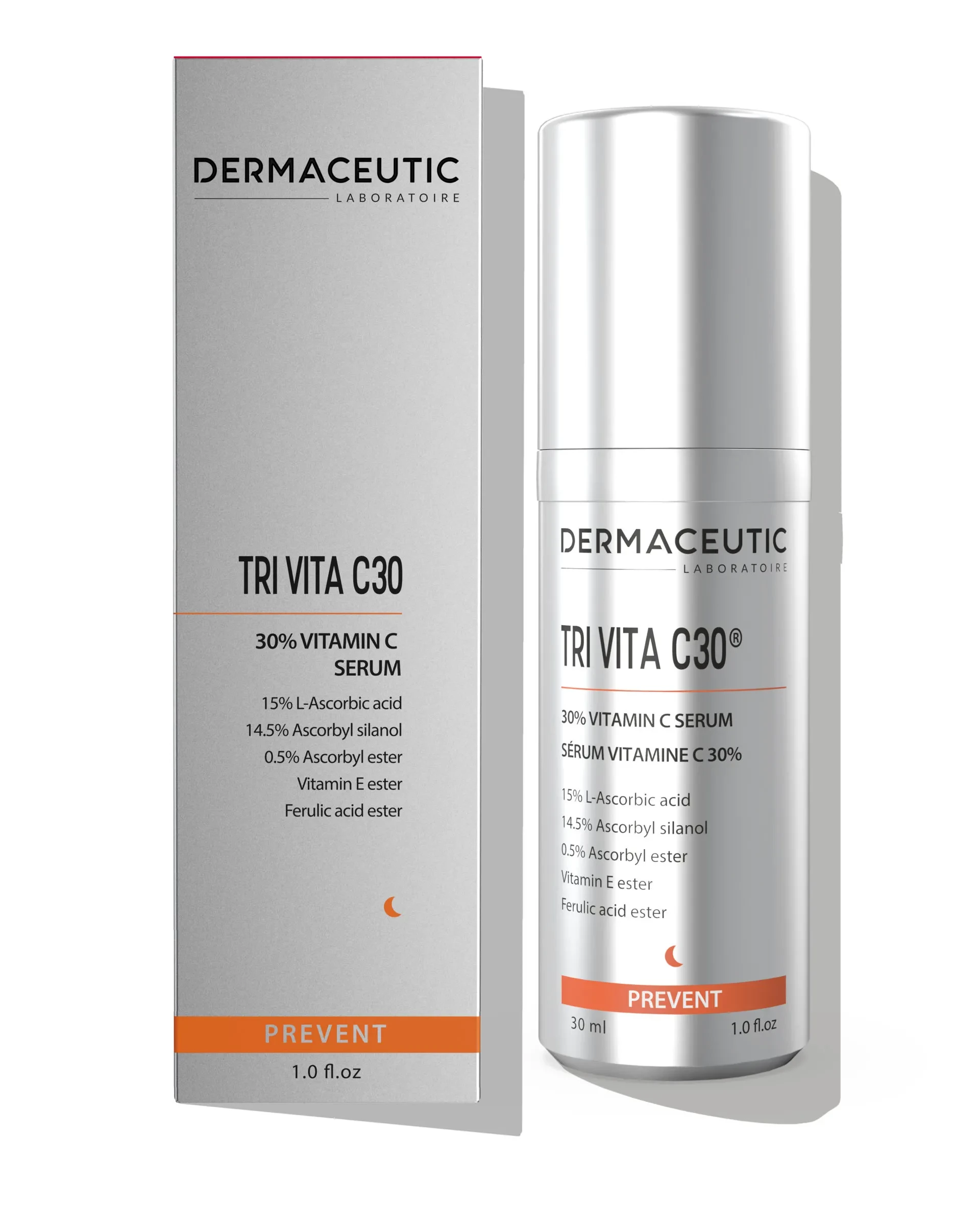 Dermaceutic Tri Vita C 30, visų tipų odai, 30% Vitamino C serumas atkuriantis odos gyvybingumą, apsaugantis nuo laisvųjų radikalų ir skatinantis odos regeneraciją